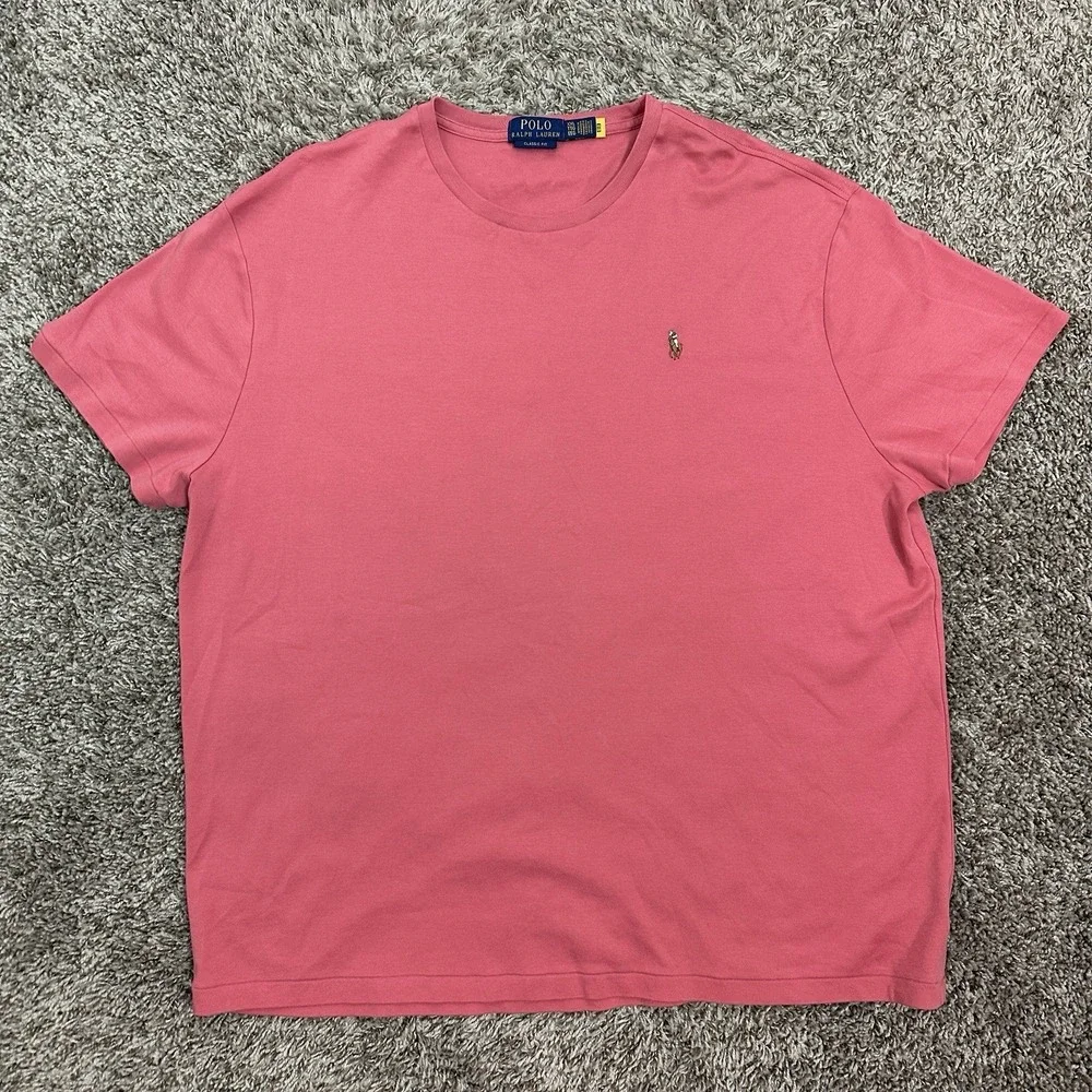 Polo Ralph Lauren Pink Flesh Pony Logo Crew Neck T Shirt Men's XXL Cotton